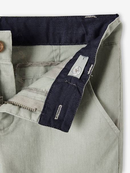 Pantalon garçon cérémonie chino en coton/lin beige+beige clair+bleu+marine foncé+vert sauge - vertbaudet enfant 