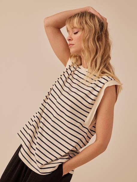 Tee-shirt grossesse sans manches à épaulettes Envie de Fraise écru - vertbaudet enfant 