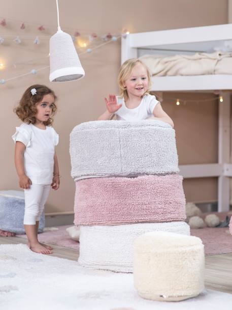 Pouf chill - bleu grisé+gris perle+vieux rose - vertbaudet enfant 