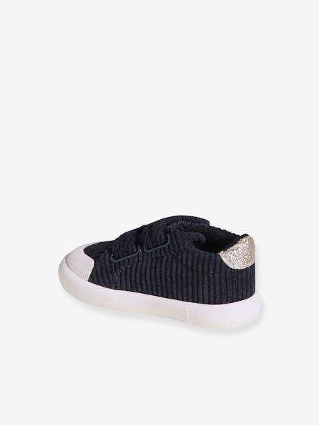 Textielen sneakers met klittenband voor baby marineblauw+oudroze - vertbaudet enfant 