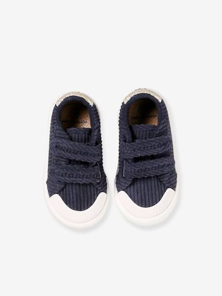 Textielen sneakers met klittenband voor baby marineblauw+oudroze - vertbaudet enfant 