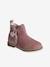 Boots enfant fille cuir à pompon zippées camel+rose - vertbaudet enfant 