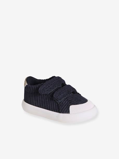 Textielen sneakers met klittenband voor baby marineblauw+oudroze - vertbaudet enfant 