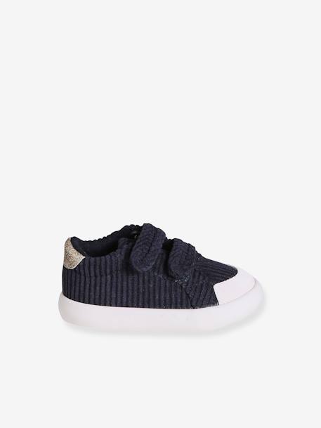 Textielen sneakers met klittenband voor baby marineblauw+oudroze - vertbaudet enfant 