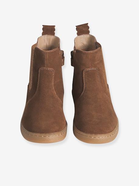 Boots fille cuir zippées bronze+camel+lot marron+marine+or+vert - vertbaudet enfant 