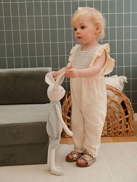 Combinaison bébé en gaze de coton écru - vertbaudet enfant 