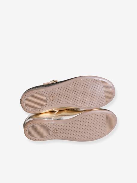 Meisjesballerina's beige, bedrukt+goud - vertbaudet enfant 