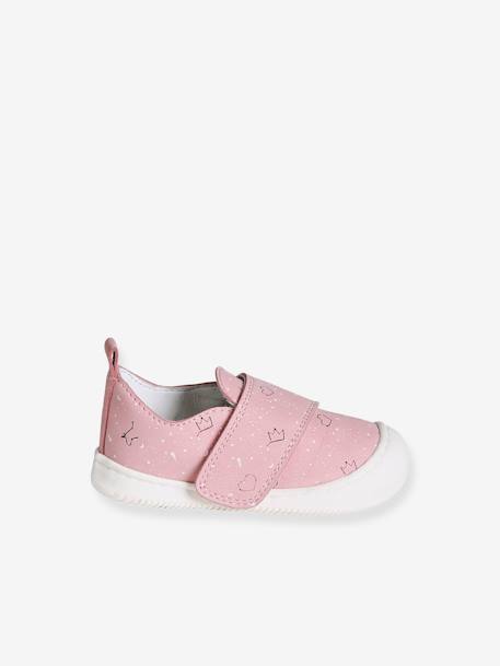 Chaussons scratchés bébé en cuir souple rose+rose pâle - vertbaudet enfant 