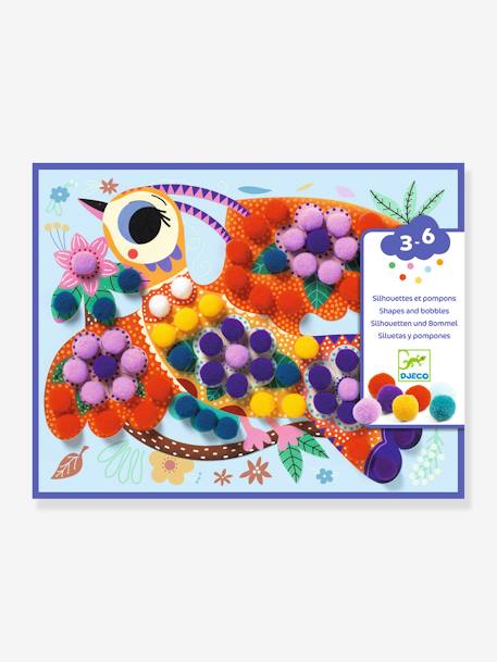Coffret de collage Silhouettes et pompons - DJECO multicolore - vertbaudet enfant 