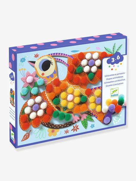 Collageset met silhouetten en pompons - DJECO meerkleurig - vertbaudet enfant 