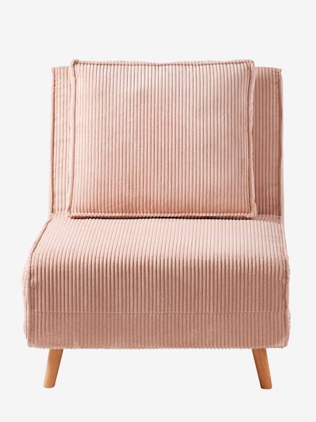 Banquette convertible 1 place velours côtelé rose nude+vert - vertbaudet enfant 