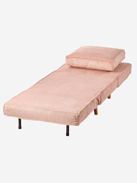 Banquette convertible 1 place velours côtelé rose nude+vert - vertbaudet enfant 