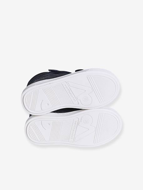 Baskets enfant fille cuir à scratchs beige imprimé+marine+or - vertbaudet enfant 