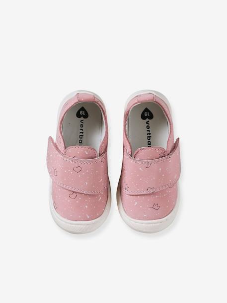 Chaussons scratchés bébé en cuir souple rose+rose pâle - vertbaudet enfant 