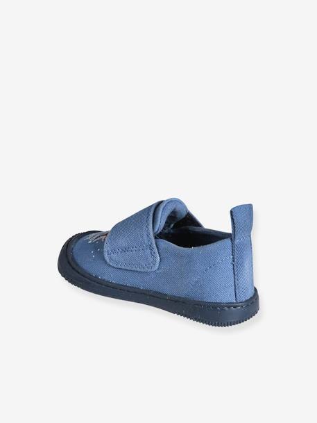 Chaussons scratchés bébé en toile denim bleu imprimé+bleu jean - vertbaudet enfant 