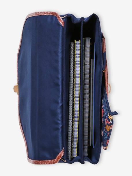Cartable fille personnalisable + trousse Flowers marine - vertbaudet enfant 