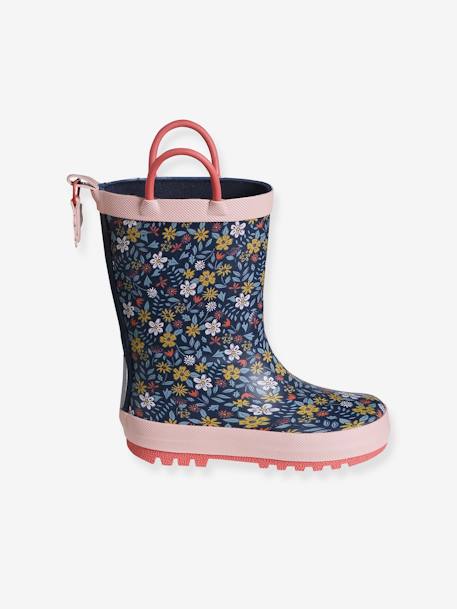 Bottes de pluie fille caoutchouc imprimé collection maternelle beige imprimé+marine - vertbaudet enfant 