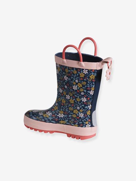 Bottes de pluie fille caoutchouc imprimé collection maternelle beige imprimé+marine - vertbaudet enfant 