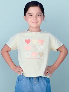 Meisje-T-shirt, souspull-T-shirt-Meisjes-T-shirt met frisou-animatie en iriserende details