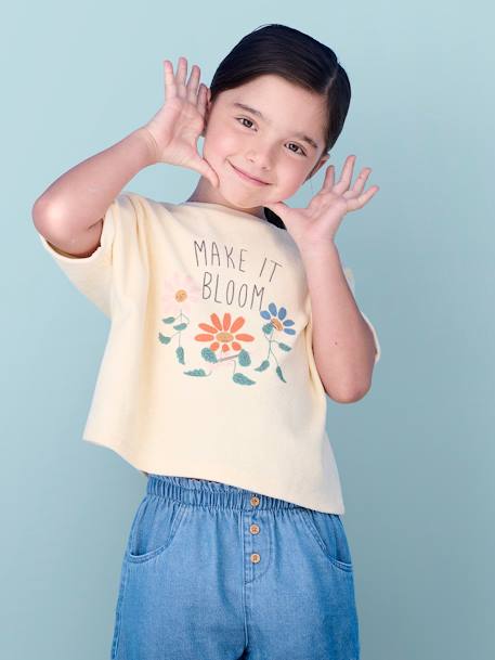 T-shirt in badstof voor meisjes vanille - vertbaudet enfant 