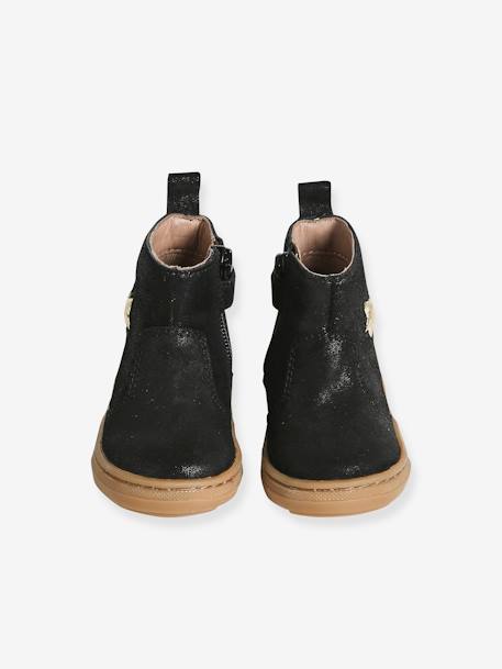 Bottines bébé cuir zippées noir - vertbaudet enfant 