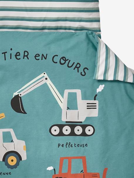 Couchage de sieste maternelle personnalisable MINILI ENGINS vert imprimé - vertbaudet enfant 