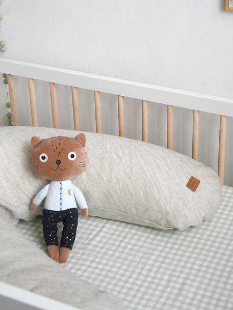 Kraam- en borstvoedingskussen BEABA Big Flopsy beige+bruin, bedrukt+cacao+Gechineerd grijs+grijs, bedrukt+groen+rood - vertbaudet enfant 