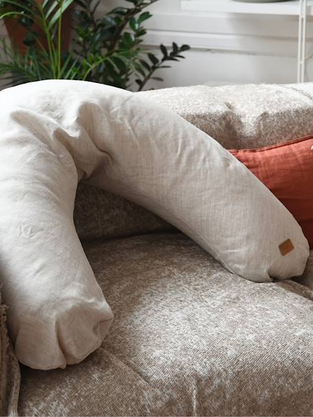 Kraam- en borstvoedingskussen BEABA Big Flopsy beige+bruin, bedrukt+cacao+Gechineerd grijs+grijs, bedrukt+groen+rood - vertbaudet enfant 