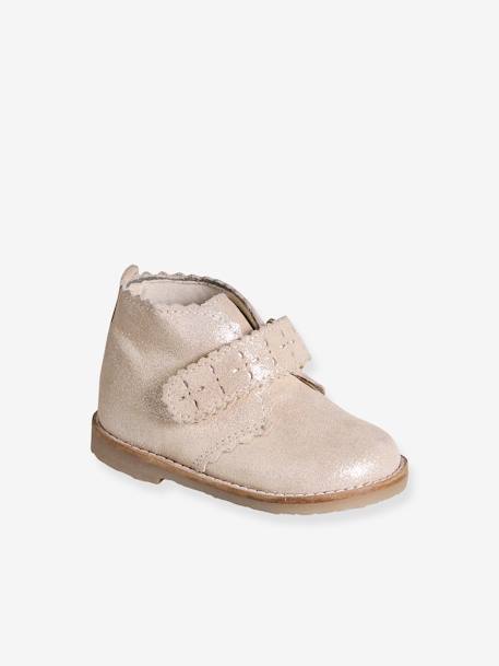 Bottines bébé fille à scratchs or - vertbaudet enfant 
