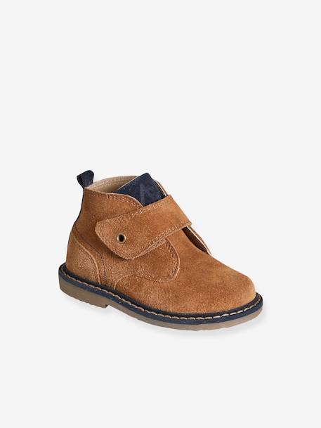 Boots en cuir scratchées bébé camel - vertbaudet enfant 