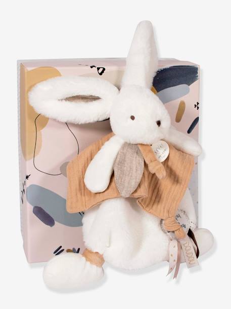 Happy knuffel 25cm - DOUDOU ET COMPAGNIE beige+blauw+rozenhout - vertbaudet enfant 