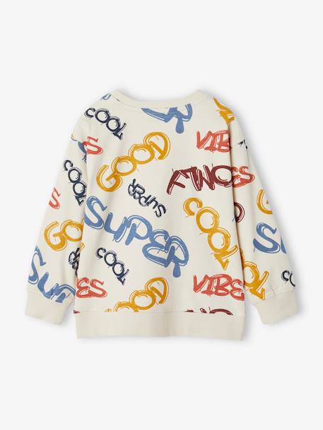 Jongensshirt in sweaterlook met print ecru+gemêleerd wit+korstmos+pecannoot - vertbaudet enfant 