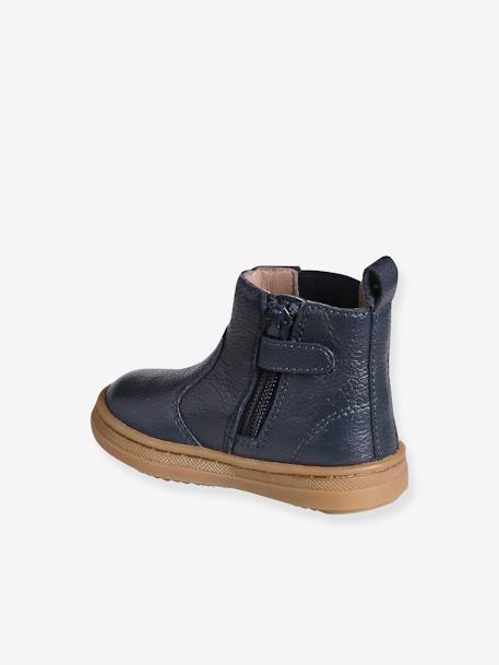 Boots zippées cuir bébé marine - vertbaudet enfant 