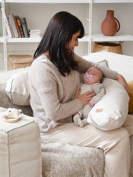 Kraam- en borstvoedingskussen BEABA Big Flopsy beige+bruin, bedrukt+cacao+Gechineerd grijs+grijs, bedrukt+groen+rood - vertbaudet enfant 