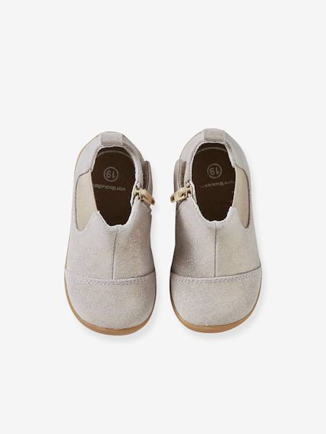 Boots en cuir pailleté bébé or - vertbaudet enfant 