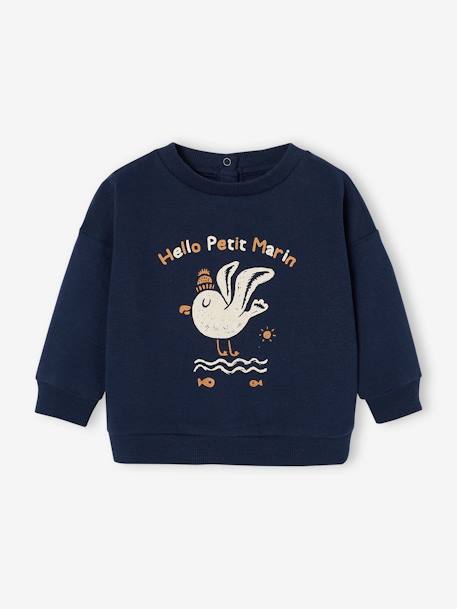 Sweat-shirt motif animal bébé kaki+marine - vertbaudet enfant 
