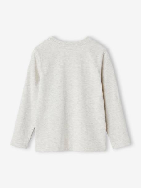 Tee-shirt imprimé garçon manches longues blanc chiné+bleu moyen+bleu nuit+écru+moutarde+vert sapin - vertbaudet enfant 