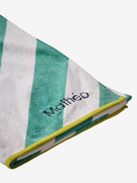 Serviette de bain / plage personnalisable, avec coton recyclé menthe+rayé bleu+rose imprimé - vertbaudet enfant 