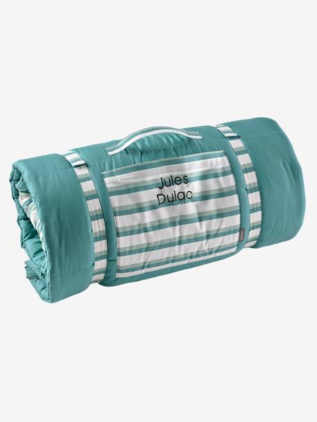 Couchage de sieste maternelle personnalisable MINILI ENGINS vert imprimé - vertbaudet enfant 