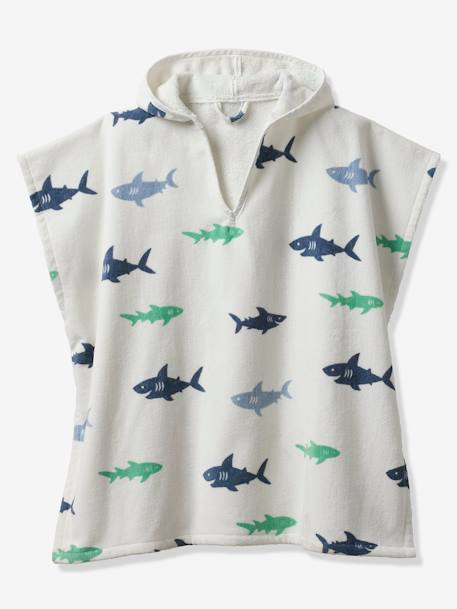 Poncho de bain enfant REQUINS personnalisable, avec coton recyclé blanc imprimé - vertbaudet enfant 