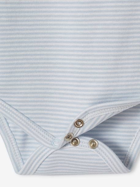 Lot 3 bodies manches longues ouverture naissance bébé en coton bio bleu ciel - vertbaudet enfant 