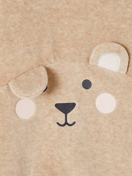 Pyjama bébé mixte velours animal personnalisable beige chiné+gris chiné - vertbaudet enfant 