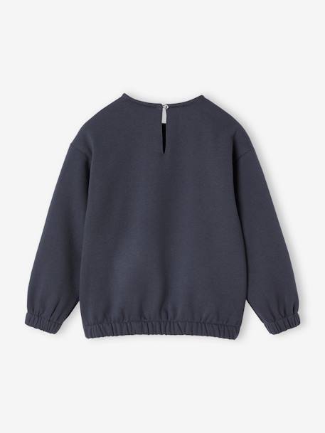 Sweater met sierlijke kraag van macramé meisjes antraciet+pruim - vertbaudet enfant 