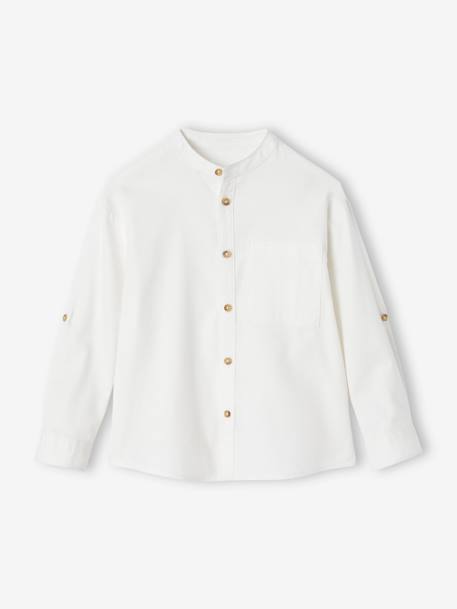 Chemise flanelle col Mao garçon écru - vertbaudet enfant 