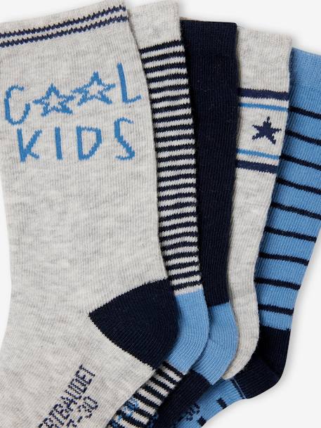 Lot de 5 paires de chaussettes 'Cool Kids' garçon bleu azur+vert sauge - vertbaudet enfant 