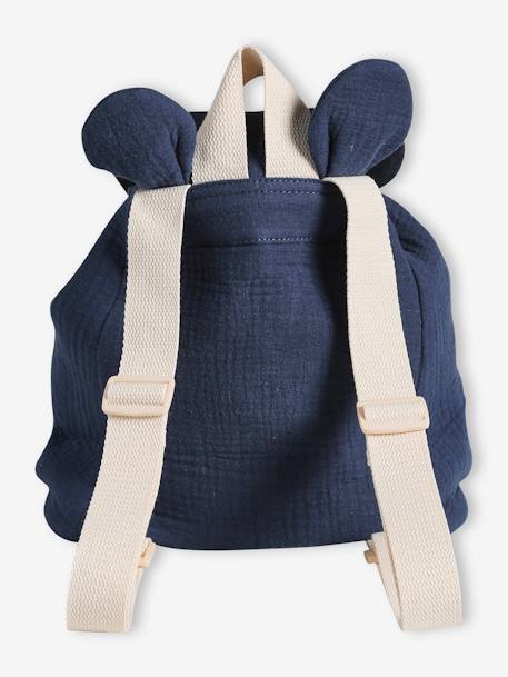 Personaliseerbare rugzak voor kleuterschool in katoenen gaas met oortjes nachtblauw+roze (poederkleur)+saliegroen+vanille - vertbaudet enfant 