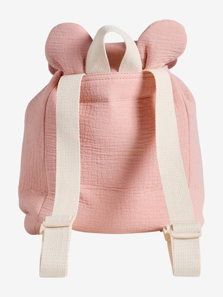 Sac à dos personnalisable en gaze de coton animation oreilles rose poudré+vert sauge - vertbaudet enfant 