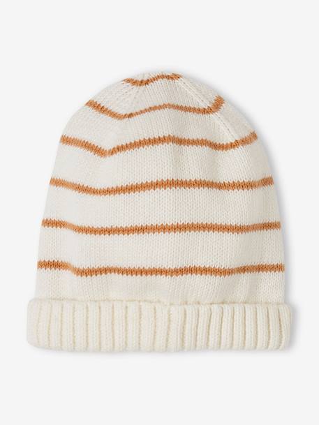 Ensemble combinaison et bonnet en tricot rayé bébé noisette - vertbaudet enfant 
