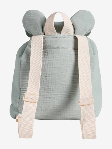 Sac à dos personnalisable en gaze de coton animation oreilles rose poudré+vert sauge - vertbaudet enfant 