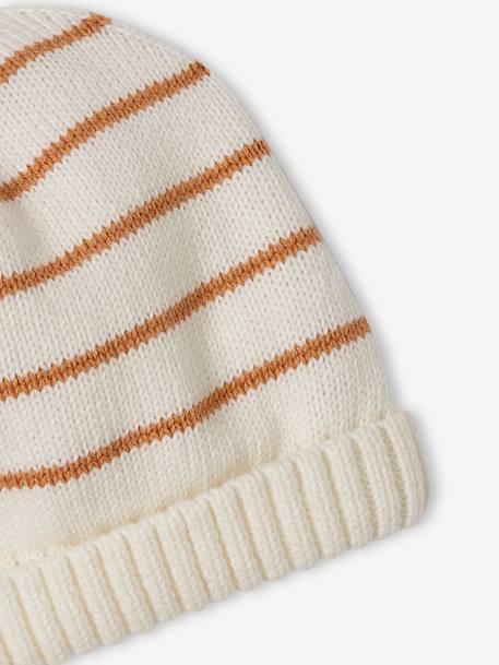 Ensemble combinaison et bonnet en tricot rayé bébé noisette - vertbaudet enfant 